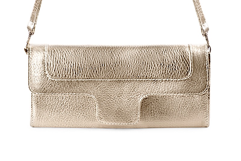 Dress clutch for wedding and parties in gold leather - Profile view